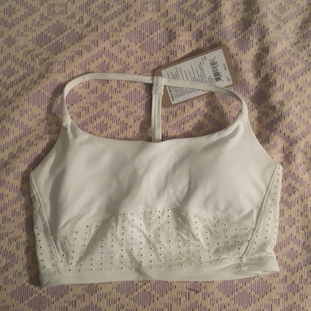 Prana White Faro Bralette, size XS, NWT